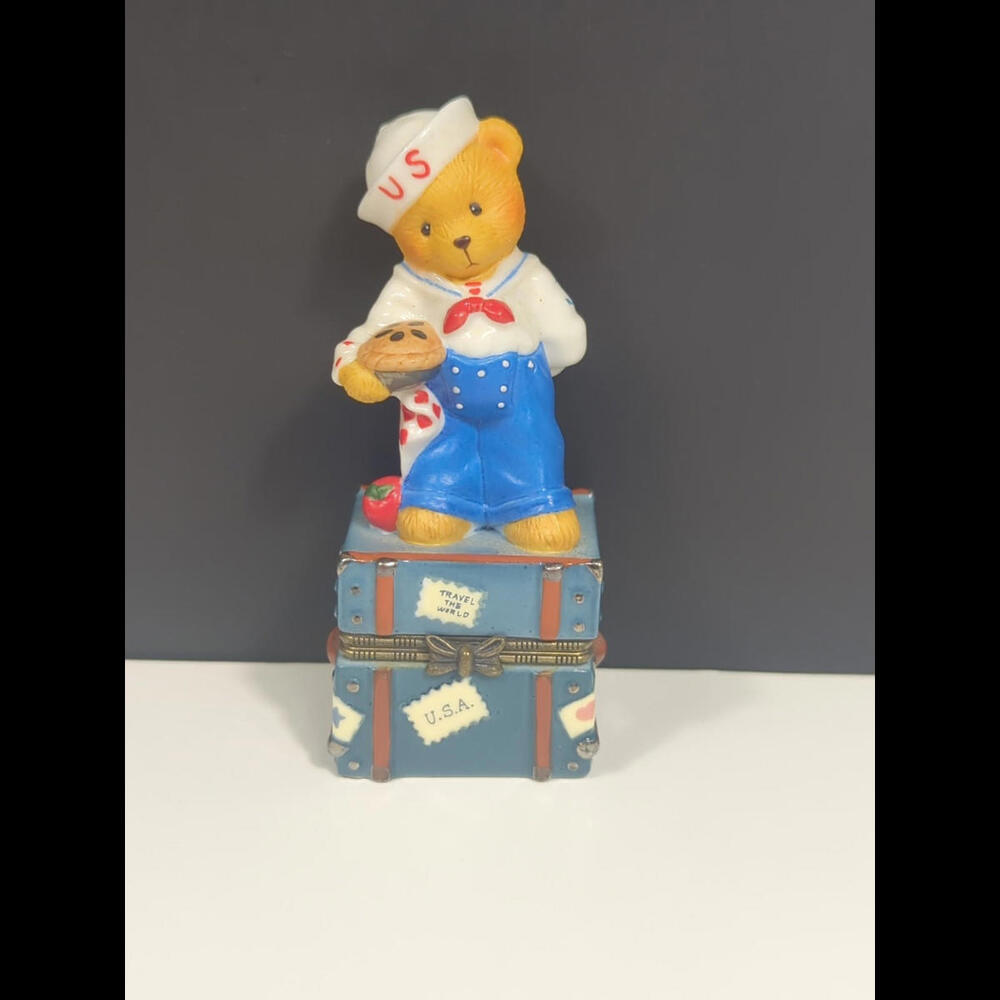 Cherished Teddies - USA American Boy Covered Box - 441155 Vintage Rare MINT